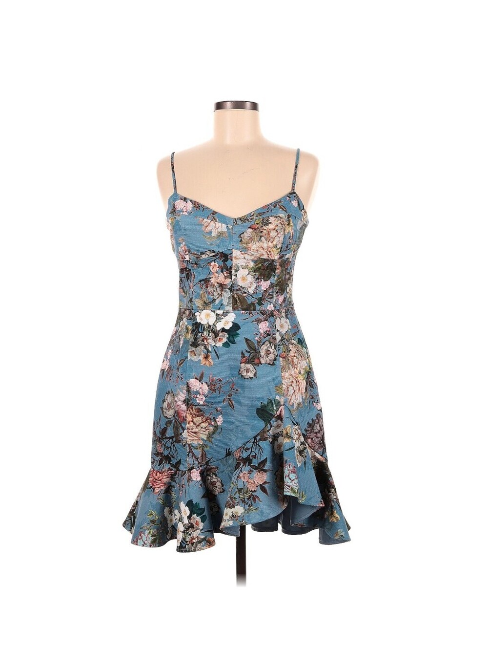 Nicholas Blue Floral Spaghetti Strap Dress Size US 6
